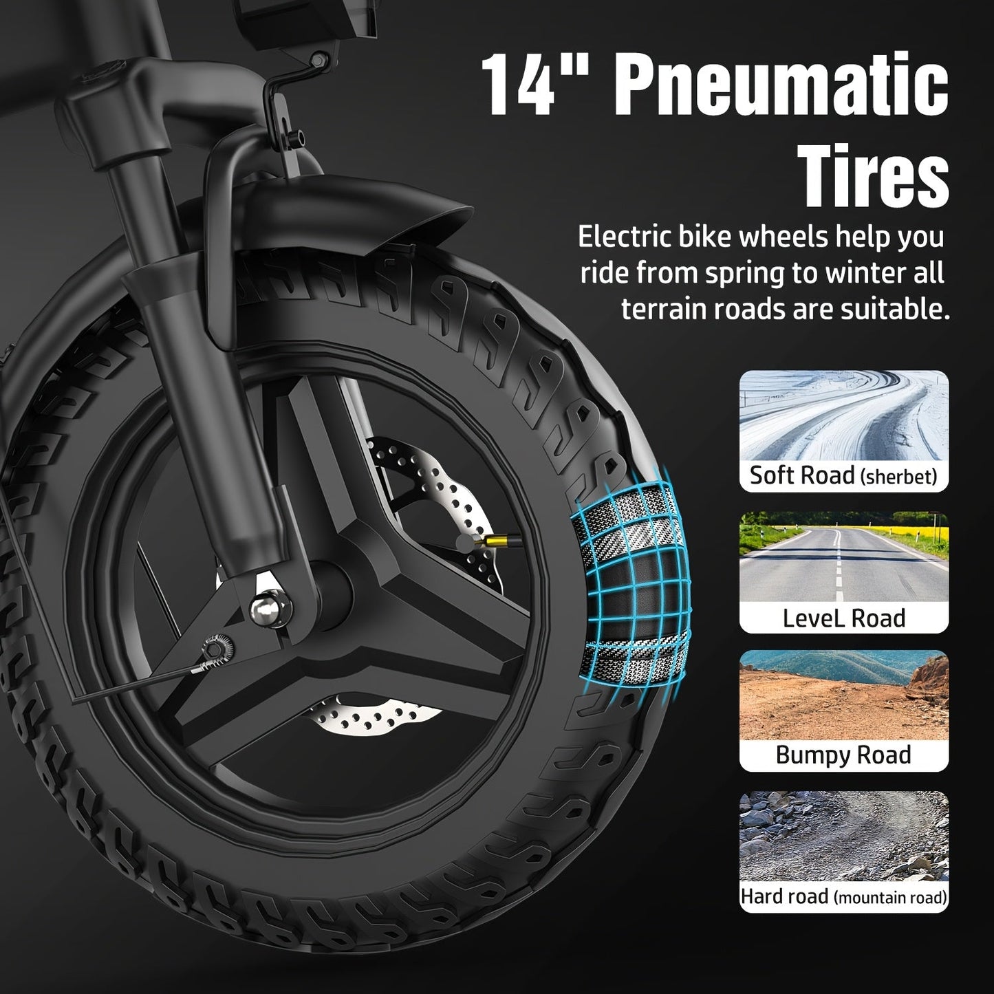 E-Bike Folding   500W 20MPH 35mi 48V Battery Black