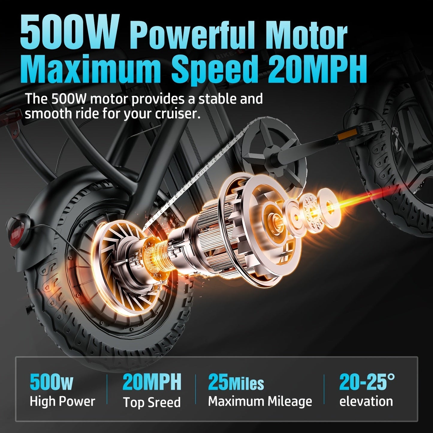 E-Bike Folding   500W 20MPH 35mi 48V Battery Black